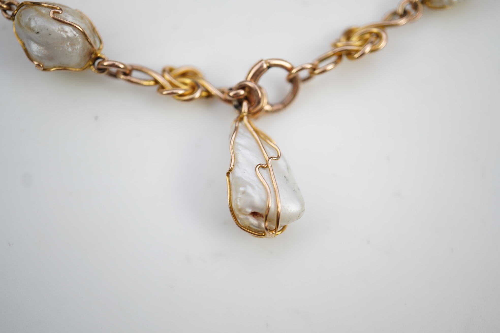 An unusual gold and pearl bracelet, early 20th century